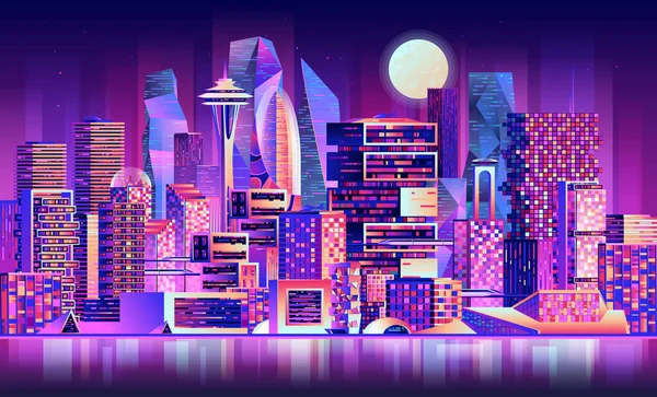 Ciudad inteligente horizonte, paisaje urbano — Vector de stock