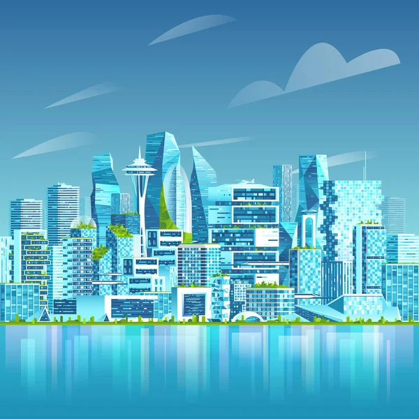 Smart City Skyline, urbane Landschaft — Stockvektor