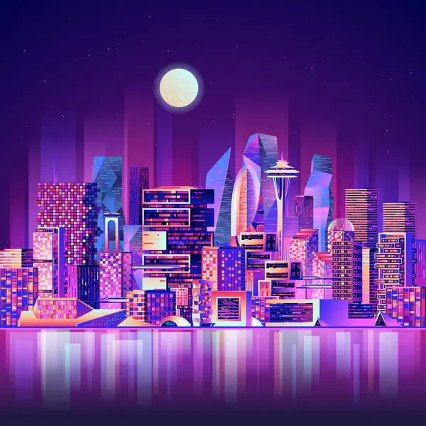 Skyline cidade inteligente, paisagem urbana —  Vetores de Stock