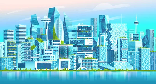 Smart City Skyline, urbane Landschaft — Stockvektor