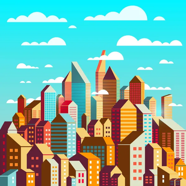 Città colorata alla luce del giorno — Vettoriale Stock