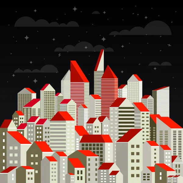 Flache städtische Gebäude — Stockvektor