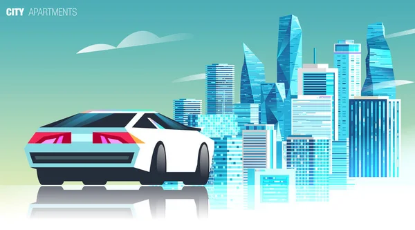 Autodelen Smart City skyline — Stockvector