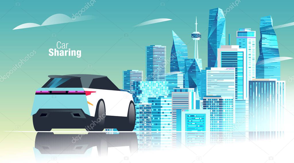 Car sharing Smart City skyline