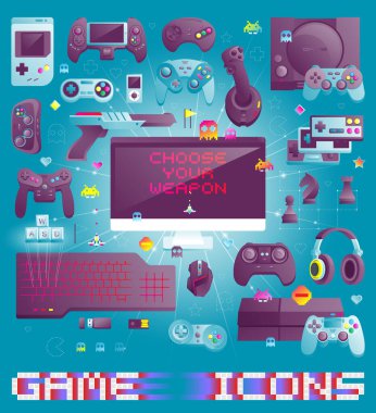 video oyunu Icons set.