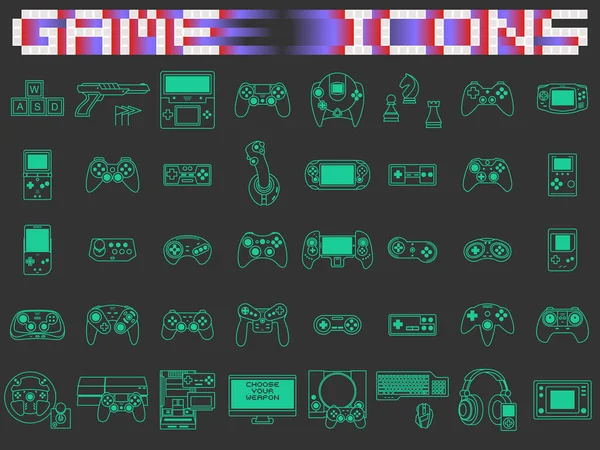 Conjunto de iconos de videojuego . — Vector de stock