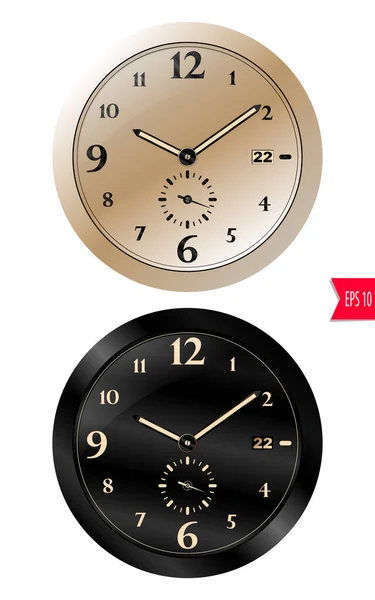 Ícones realistas relógio mecânico — Vetor de Stock