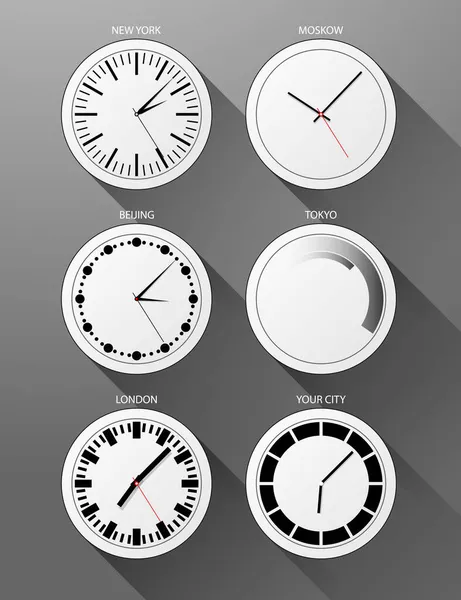 Ícones de relógio realistas vetoriais — Vetor de Stock