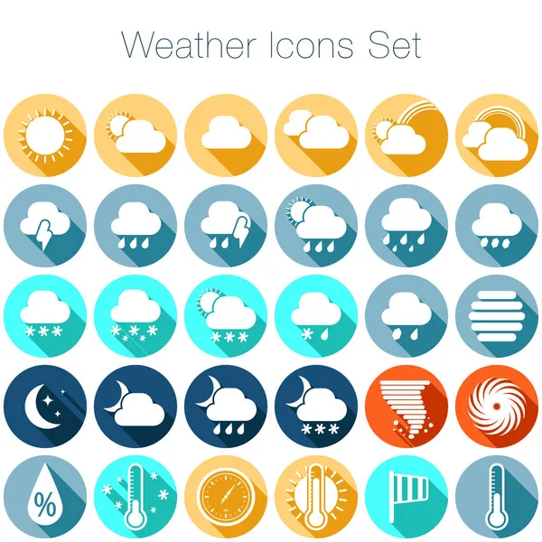Widget meteorológico e iconos planos — Vector de stock