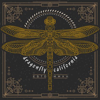 Vintage ince çizgi böcek etiketi