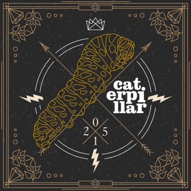 Vintage ince çizgi böcek etiketi