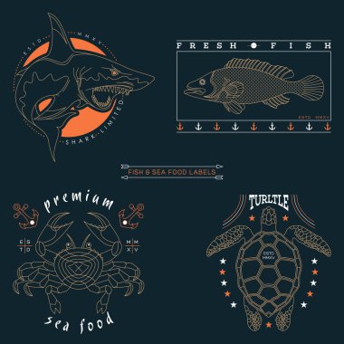 balık etiketleri ve rozetleri