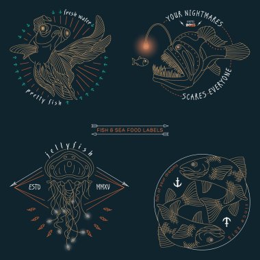 balık etiketleri ve rozetleri