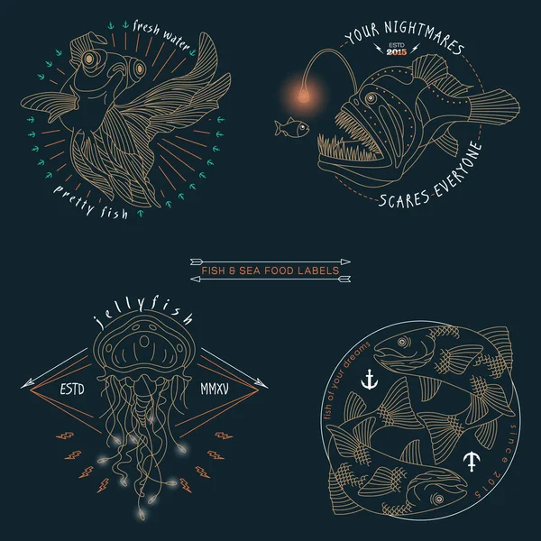 balık etiketleri ve rozetleri