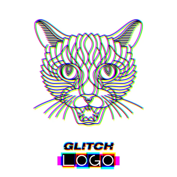 Glitch επίδραση πάνθηρας λογότυπο διάνυσμα ζώων εικονογράφηση — Διανυσματικό Αρχείο