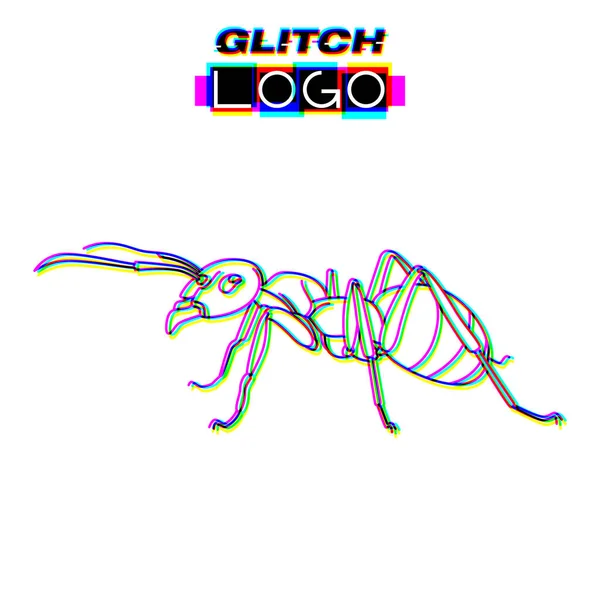 Glitch效应昆虫标志载体动物图解 — 图库矢量图片