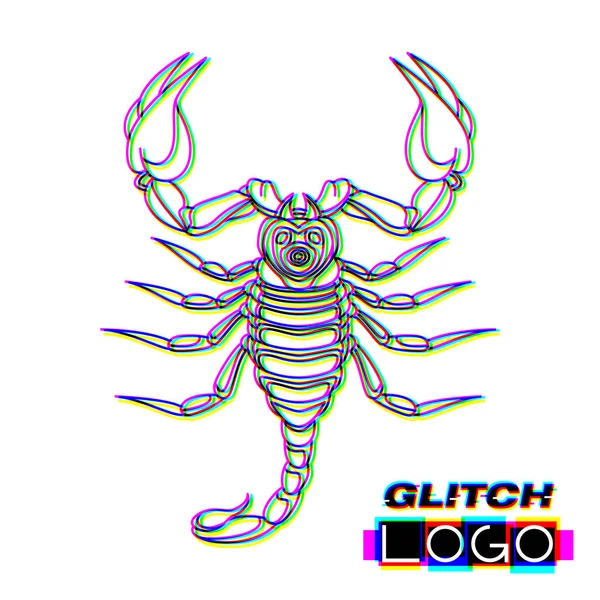 Glitch effekt insekt logotyp vektor djur illustration — Stock vektor