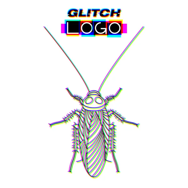 Glitch effect insect logo vector dier illustratie — Stockvector
