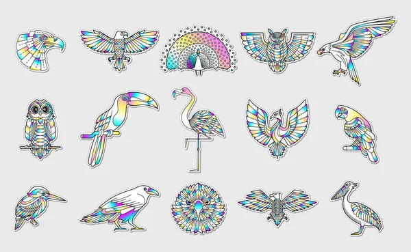 Graphisme abstrait patchs d'oiseaux — Image vectorielle