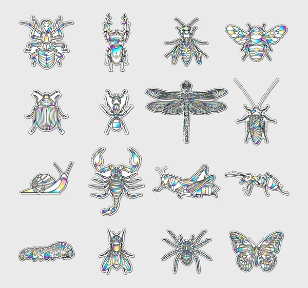 Graphisme abstrait insectes patchs — Image vectorielle