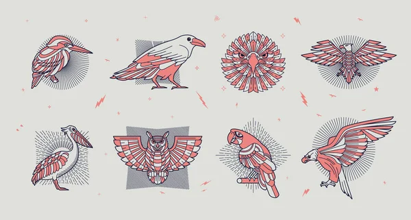 Illustrazione astratta degli uccelli — Vettoriale Stock