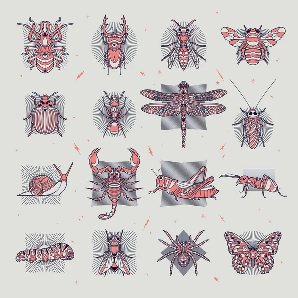 Ilustración abstracta de insectos — Vector de stock