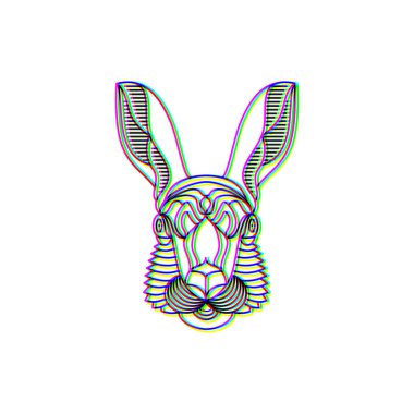 Arıza efekti tavşan logo vektör hayvan illüstrasyonu