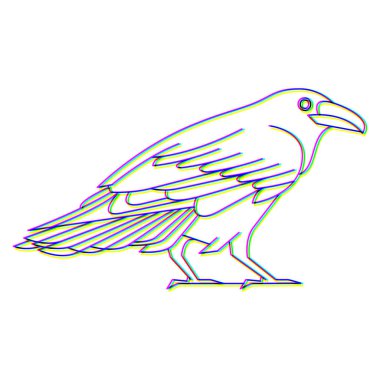 Arıza efekti kuzgun logo vektör hayvan illüstrasyonu