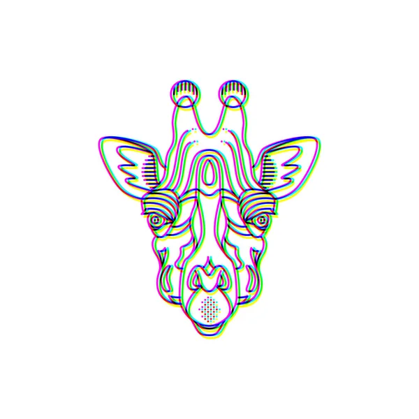 Glitch-Effekt Giraffe Logo Vektor Tier Illustration — Stockvektor