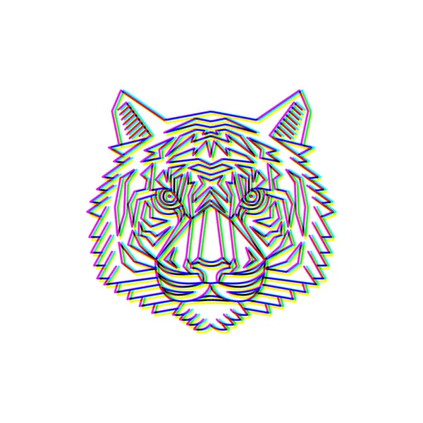 Glitch effet tigre logo vecteur animal illustration — Image vectorielle