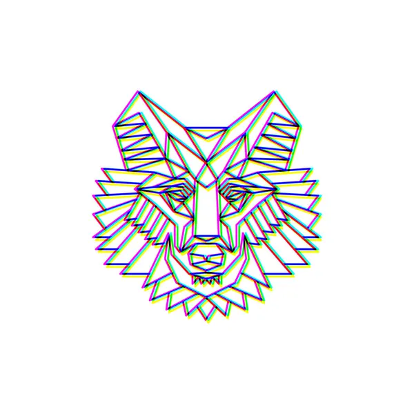 Glitch effetto lupo logo vettoriale animale illustrazione — Vettoriale Stock