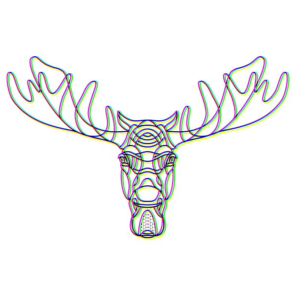 Glitch effect elk logo vector animal illustration — Stock Vector