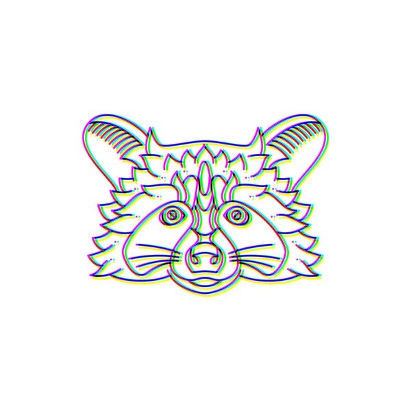 Glitch-Effekt Waschbär Logo Vektor Tier Illustration — Stockvektor