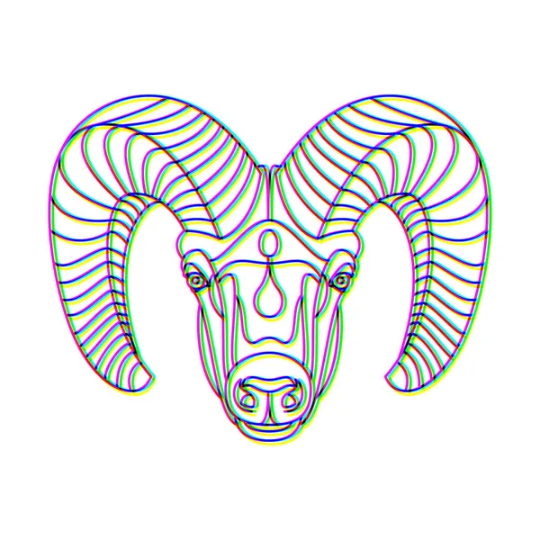 Glitch efecto ram logo vector animal ilustración — Archivo Imágenes Vectoriales