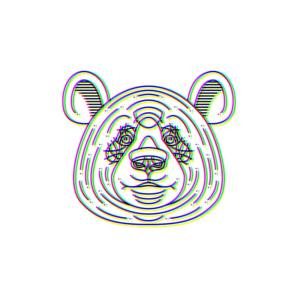 グリッチ効果パンダのロゴベクトル動物イラスト — ストックベクタ