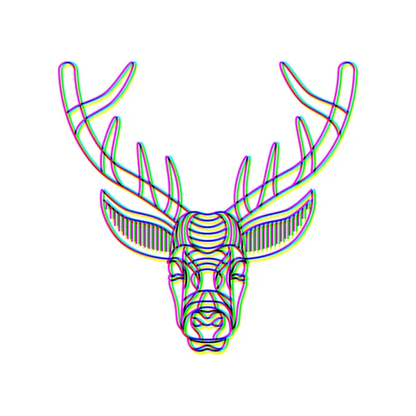 Glitch effect deer logo vector animal illustration — Stock Vector