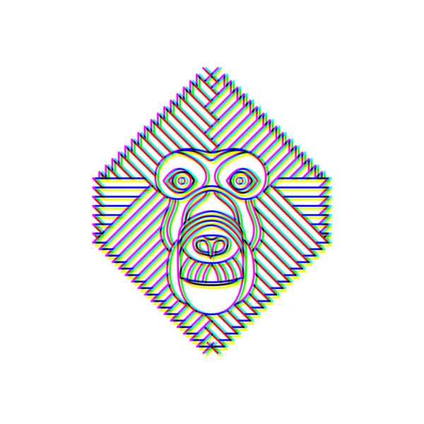 Glitch effect monkey logo vector animal illustration — 스톡 벡터