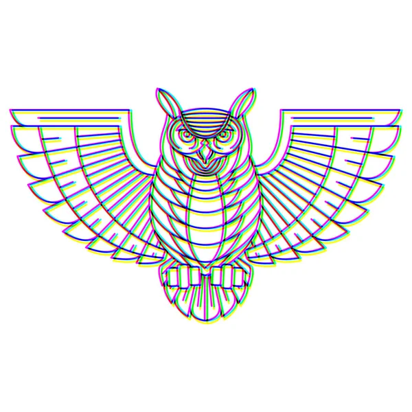 Glitch effect owl logo vector animal illustration — 图库矢量图片