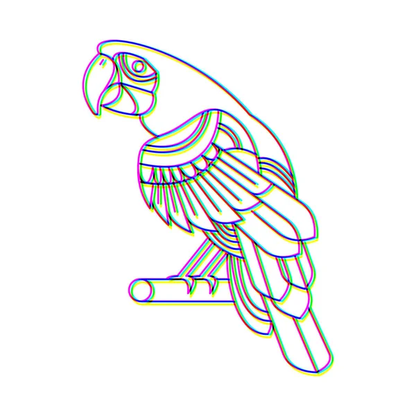 Glitch effect papegaai logo vector dier illustratie — Stockvector
