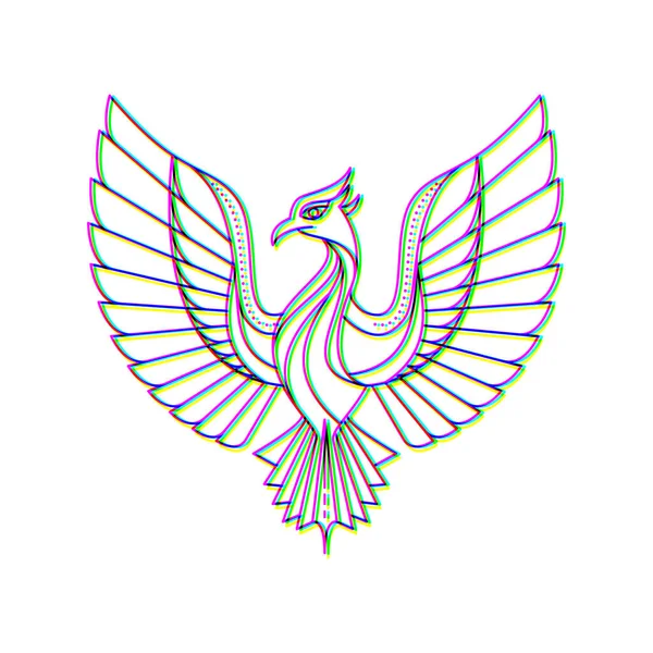 Glitch effect phoPhoenix logo vector animal illustration — 图库矢量图片