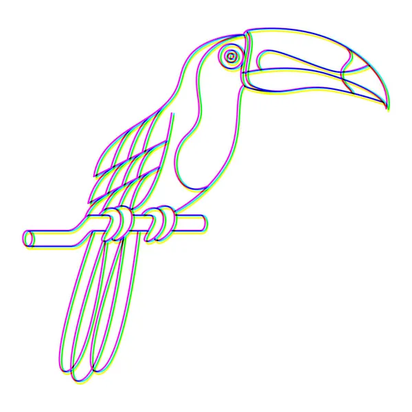 Glitch efeito tucano logotipo vetor animal ilustração — Vetor de Stock