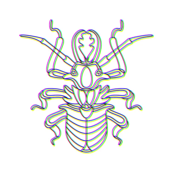 Glitch effect insect logo vector dier illustratie — Stockvector