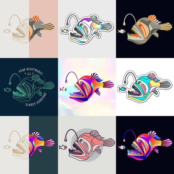 Ilustración abstracta de peces — Vector de stock