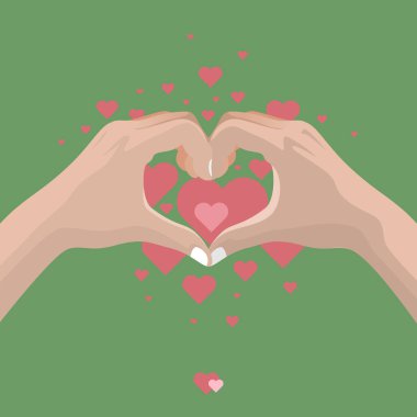 Kalp şeklinde eller.