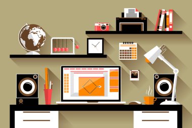 Düz ofis çalışma alanı, işyeri