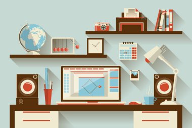 Düz ofis çalışma alanı, işyeri