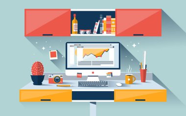 Düz ofis çalışma alanı, işyeri