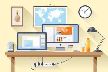 Düz ofis çalışma alanı, işyeri