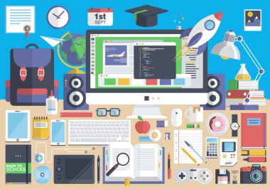 Düz ofis çalışma alanı, işyeri