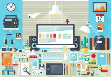 Düz ofis çalışma alanı, işyeri